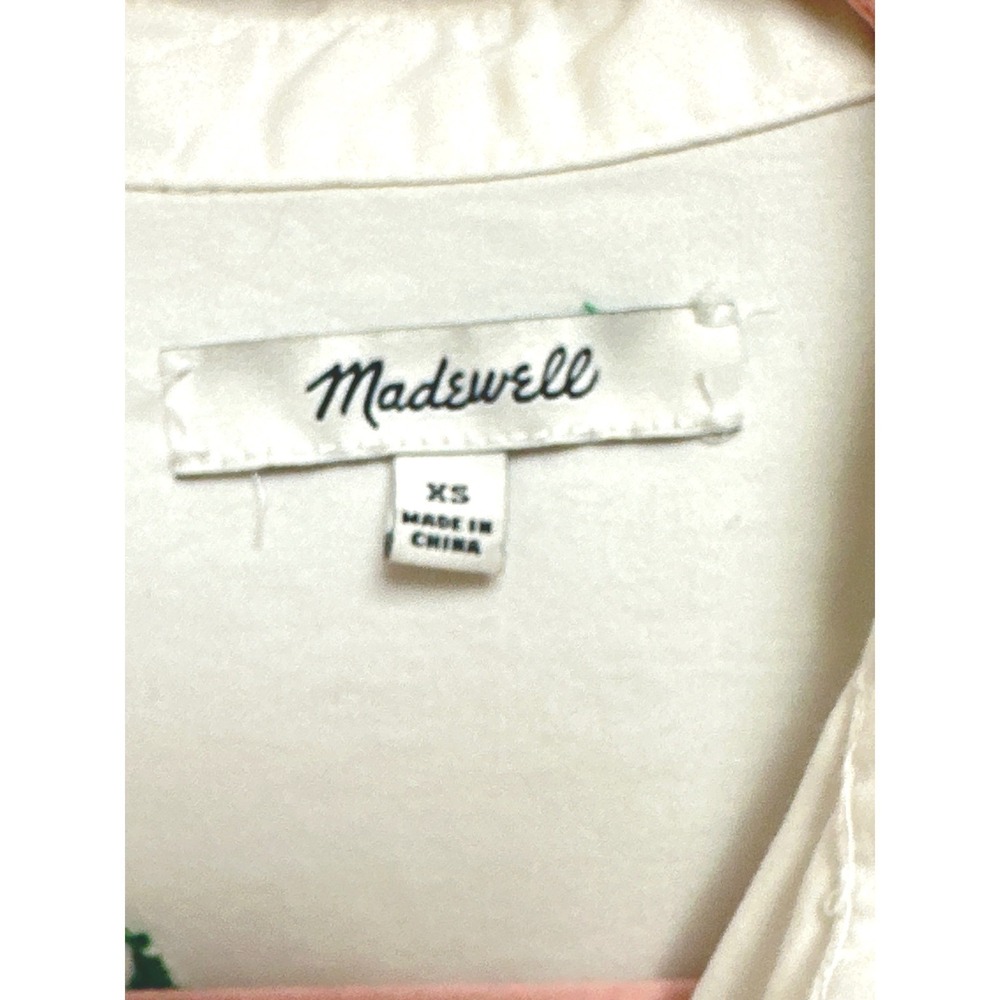 Madewell White Cactus Embroidered Button Down Shirt Western Coastal Cowgirl XS - Picture 3 of 7